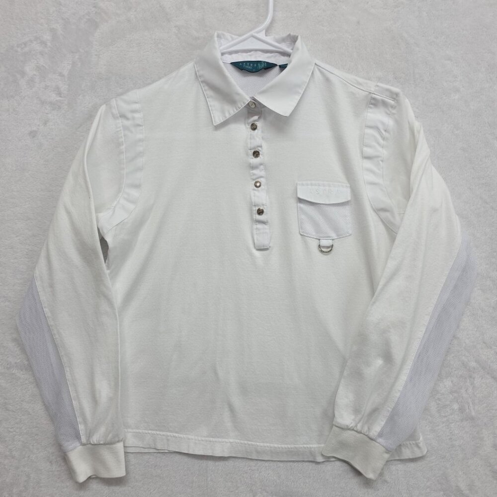 Astra Classic Vented Athletic Shirt Womens Size Small White Snap Front EUC